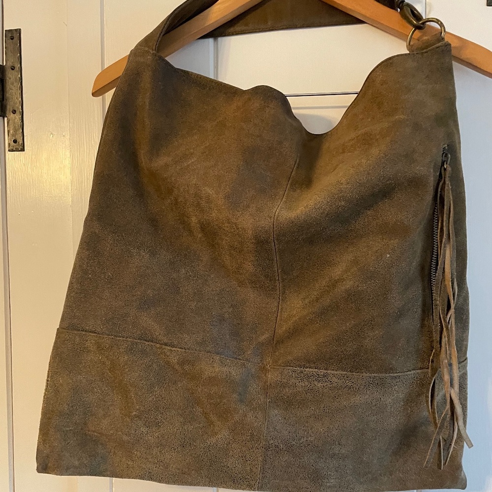 Vintage HOBO brown suede fringe bag